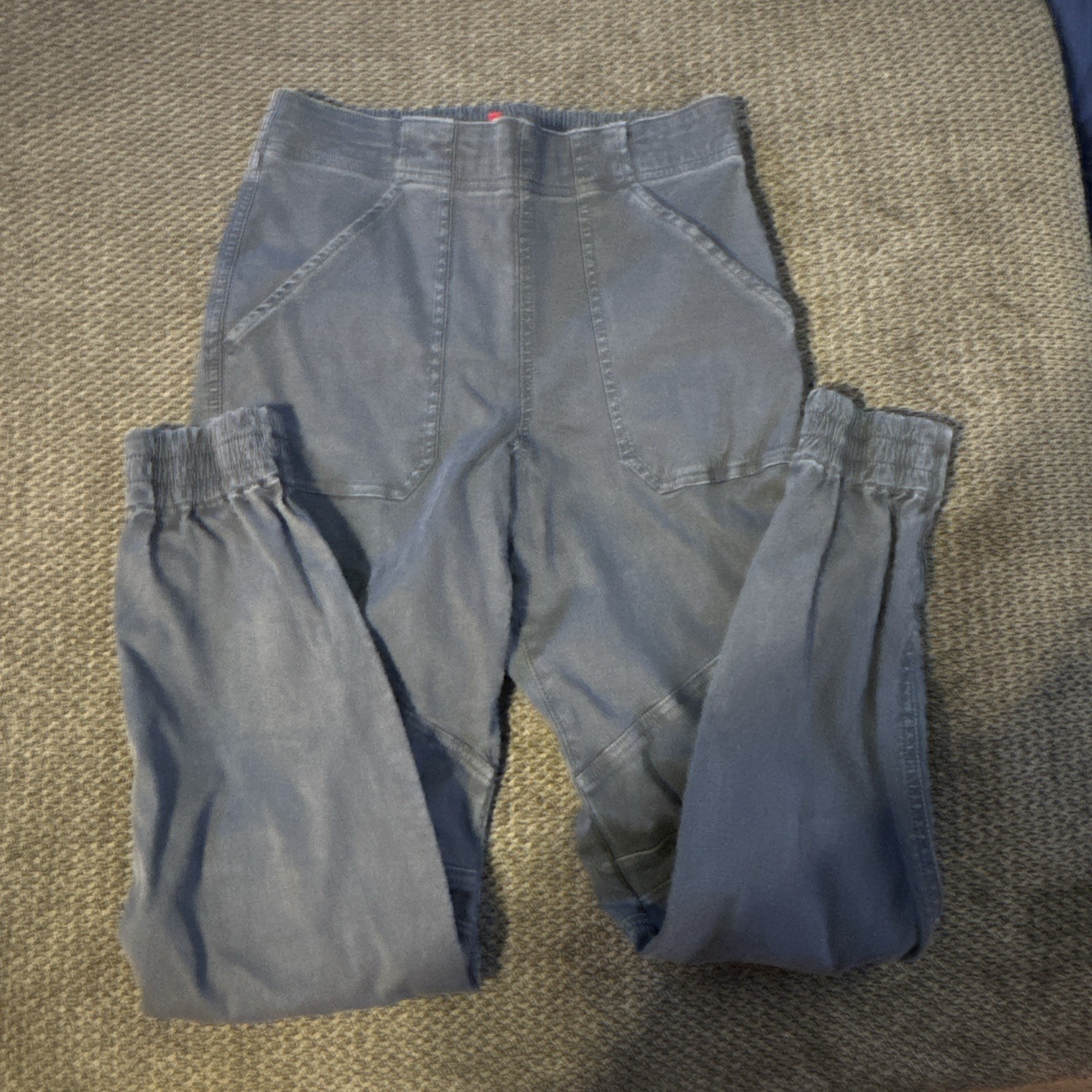Spanx Pants Womens Medium Gray Pull On Twill Ankle Cargo Skinny Stretch