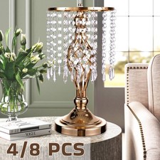 15.8" Flower Stand Metal Wedding Centerpiece Vase w/ Crystal Fringe Table Decor