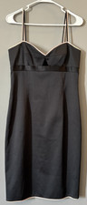 Laundry by Shelli Segal Black Sheath Pink Trim Sweetheart Cut Out Y2K Size 8