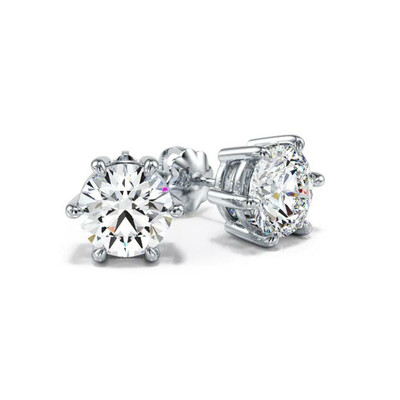 CT Lab-Created Diamond D/VVS2 Round Cut 14K Gold 6-Prong Classic Stud  Earrings