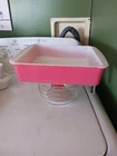 VINTAGE PYREX FLAMINGO PINK #222 8" SQUARE BAKING DISH 1950S