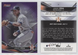 2022 Bowman's Best Purple Refractor /250 Jeremy Pena #26 Rookie RC