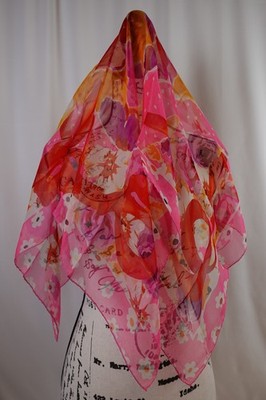 Ungaro Women's Scarf Vintage Silk Square Italy Floral Colorful 34x34 Autumnal