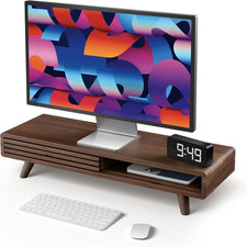 Wooden Monitor Stand Riser with Storage Organizer Acacia Walnut Finish Fits Up