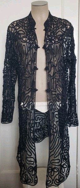 A.H. EXCLUSIVE Long Black Lace Cardigan One Size