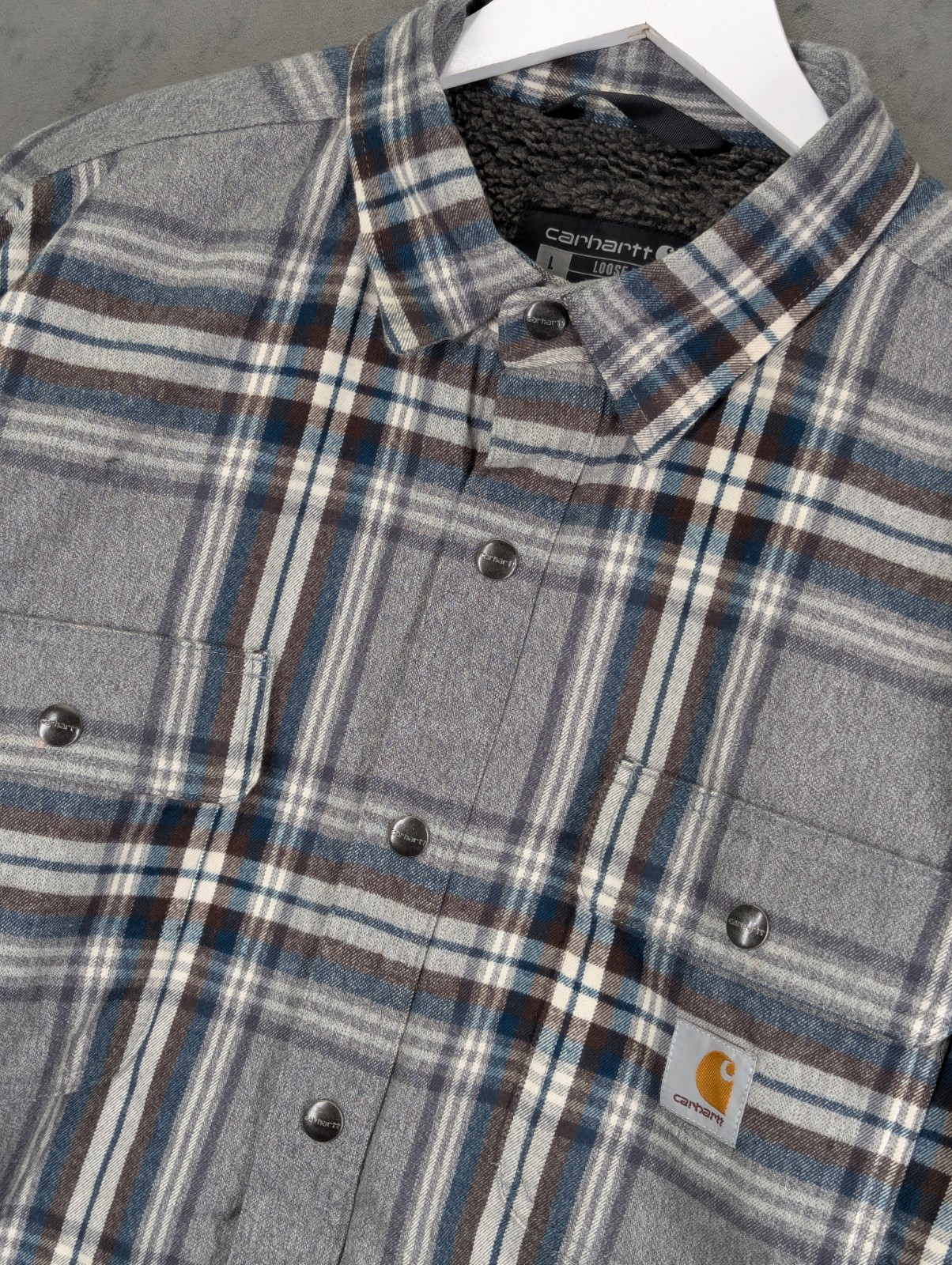 Carhartt Lumberjack Shirt Jacket Size XL loose Box Fit Sherpa Lined Flannel 2881 image 2