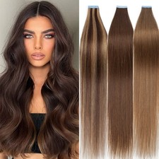 150g Thick Tape In 100 Remy Human Hair Extensions Skin Weft FULL HEAD Highlight
