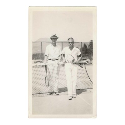 Vintage Snapshot Photo 1930s Two Men Tennis Court Gay Interest Summer Whites