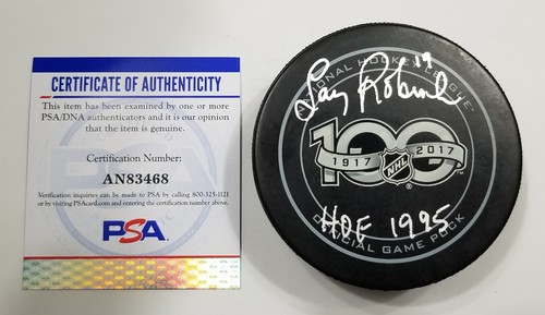 LARRY ROBINSON Autographed NHL 100th Anniversary Hockey Game Puck PSA Signed 100