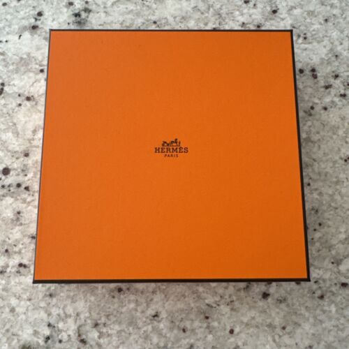 Hermes Gift Storage Empty Box Square Jewelry Belt 7.50" x7.50" x1.75"+Ribbon
