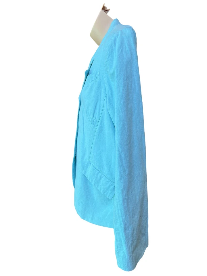 Blazer Sundance Mezcla de Lino Azul Claro Audrey Azul Asimétrico Talla 10 Foto 3 de 4