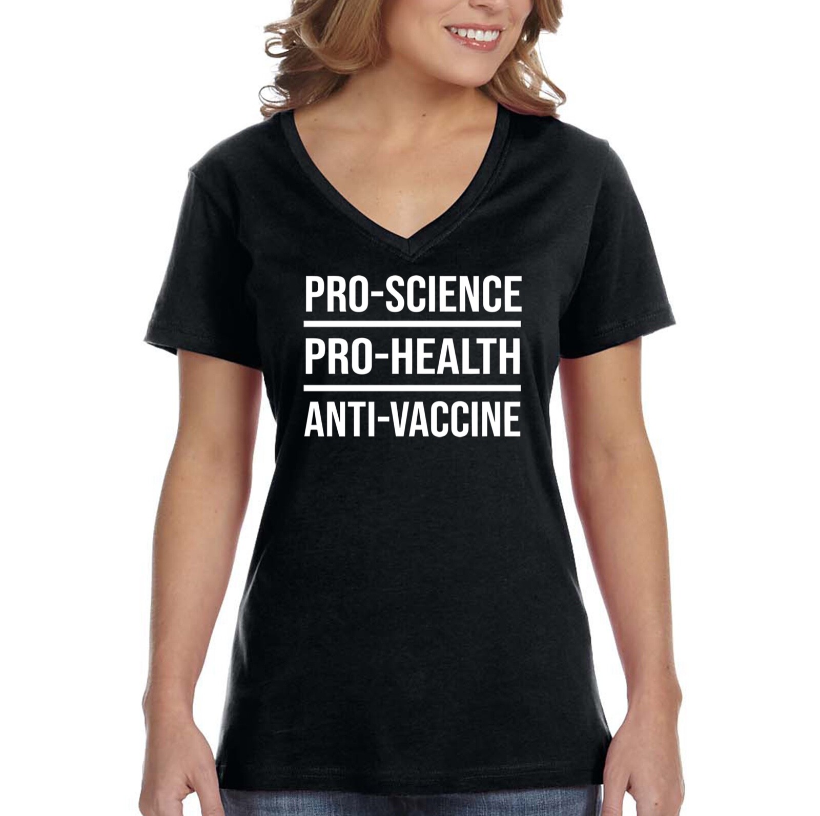 Women's Pro Science Anti Vaccine Vaccinated V-neck T-shirt | eBay