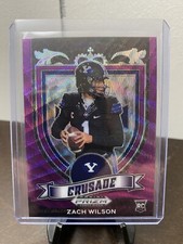2021 Prizm Draft Picks Crusade Zach Wilson Purple Wave Card No. 168 Jets BYU