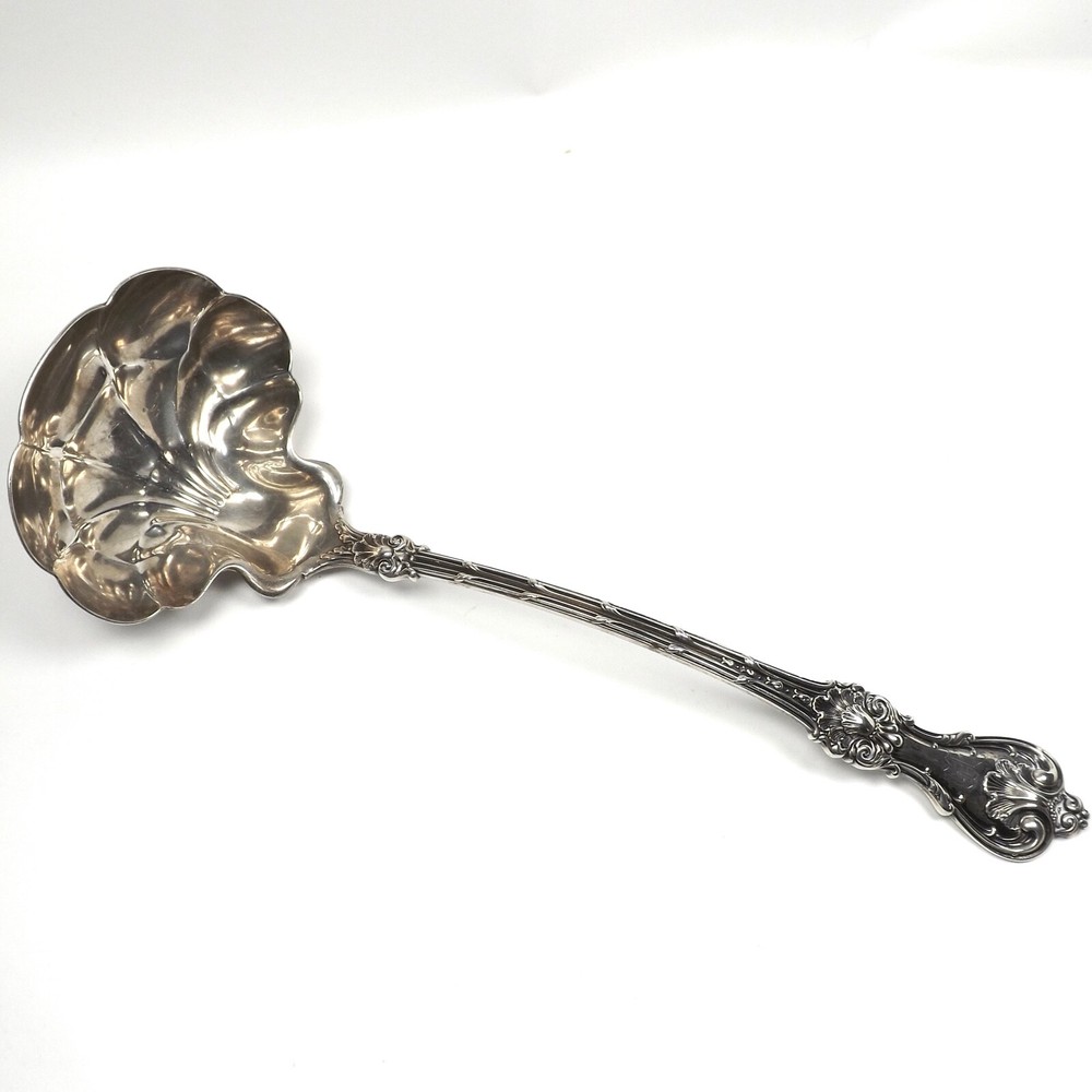 Antique Sterling Silver Whiting Co King Edward Solid Soup Punch Gold Wash Ladle