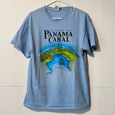 Delta Pro Weight Mens T-Shirt Size L Bright Blue Panama Caribbean Pre-Shrunk