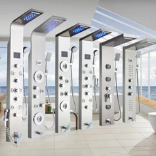 Shower Panel Tower System Rain&Waterfall Massage Jet W/Handheld Brushed Nickel