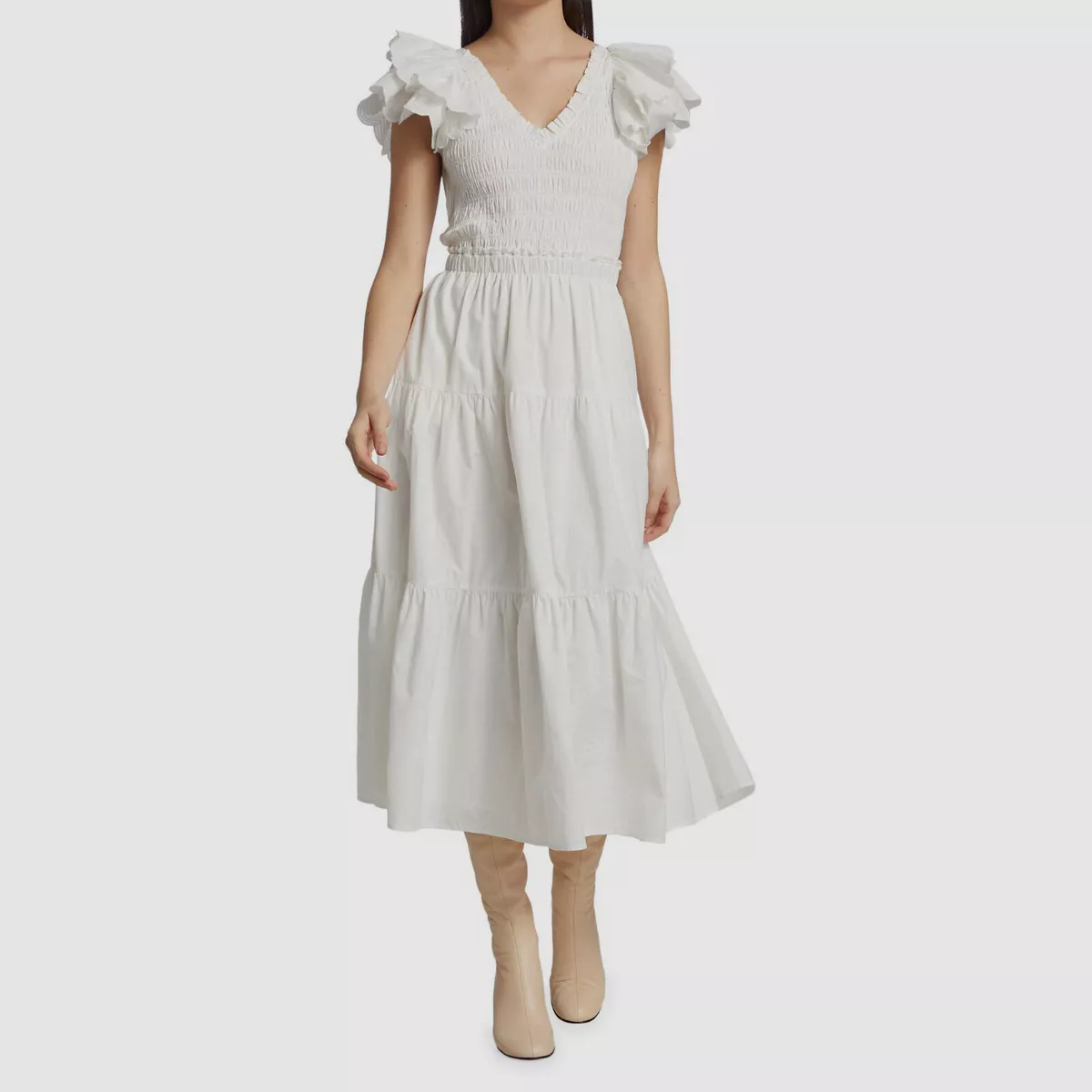 White cotton a line dress cheap