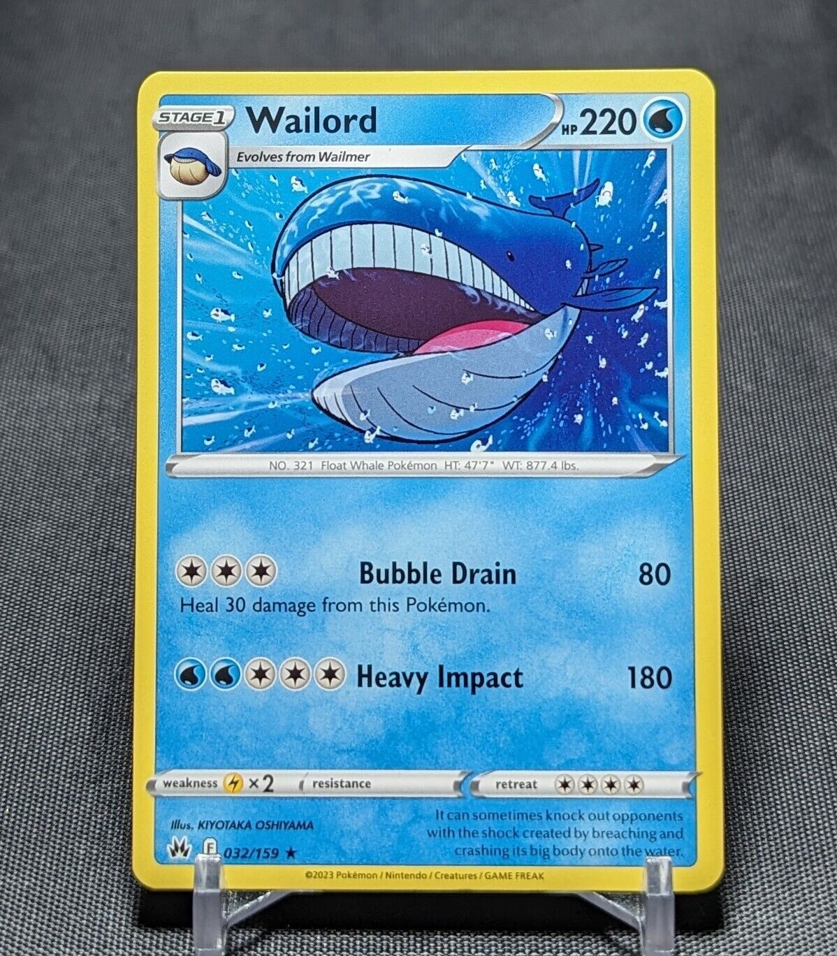 Wailord Regular Rare Water 2023 Crown Zenith Pokemon TCG Card 032/159