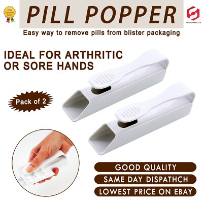 Pillenentferner Pillenlocher Popper Pop Pillen aus Packhilfe für Low Grip weiß 2 Stück