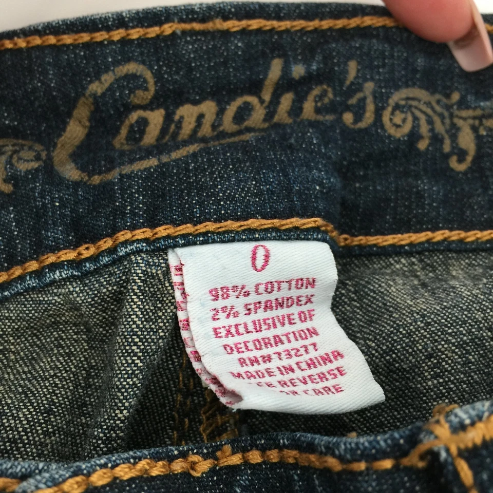 Pantalones Cortos de Jean Candies Corte Talla 0 Para Mujer Medianos Azul Envejecido Elastizados Rasgados Foto 3 de 4