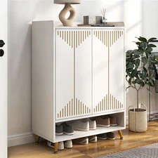 6-Tier Modern Wood Shoe Cabinets with 2 Doors for Hallway Entryway Modern Design
