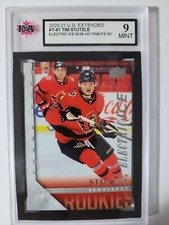Tim Stutzle 2020-21 Young Guns Retro Electric Ice Tribute Rookie Hockey Card 9!!