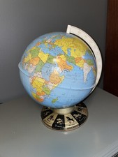 VTG GLOBE Ohio Art Tin Litho 12" World Globe - Zodiac Desk Globe Stand
