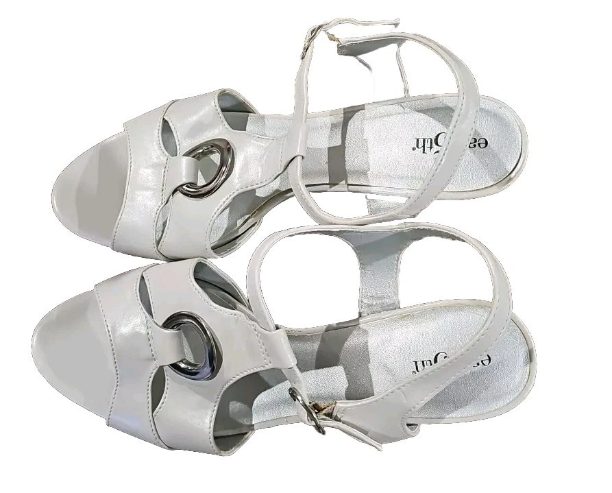 Zapatos de salón East 5th Kitten con tacón peep toe gris escarcha para mujer talla 9 T08 Foto 3 de 4