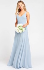 Show Me Your Mumu Jenn Maxi  Bridesmaid Gown in Steel Blue Chiffon Size S