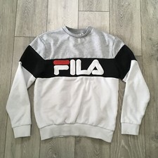 Fila Womens White Grey Embroidered Sweatshirt - Size Small