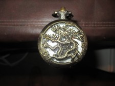 MW.A343: GOLD ASIAN POCKET WATCH ON ASH WOOD SHAFT GADGET WALKING STICK CANE