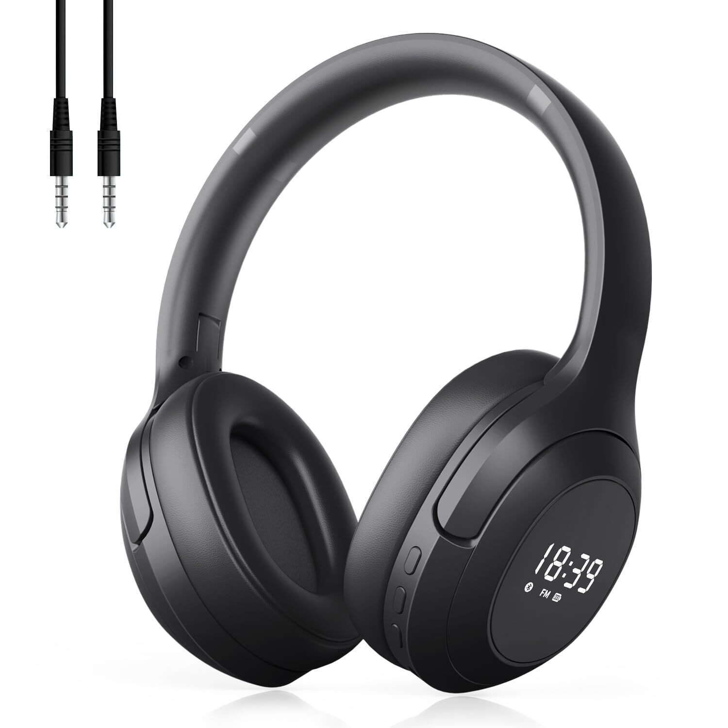 Wireless Bluetooth 5.2 FM Radio Headphones with Built-in Microphone