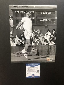 Roy Emerson autographed signed 8x10 photo Beckett BAS COA Tennis Wimbledon ATP