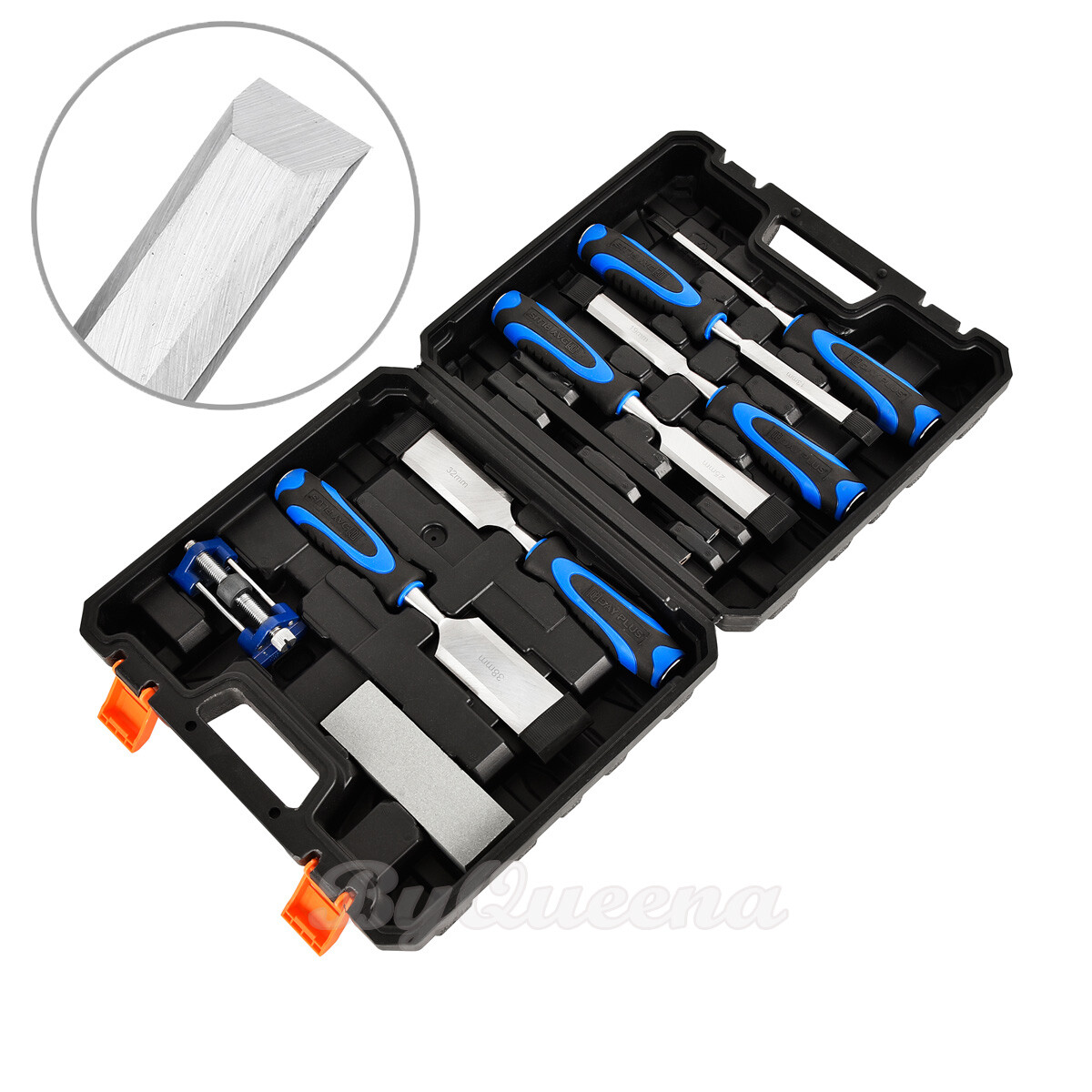 10pcs Wood Chisel Set & Sharpening Stone Honing Guide Pencils Carpentry Tool