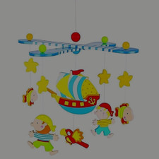 Baby/Kinderzimmer Mobile Holz Geburt "Piraten"  3D 28 x 23 cm  goki 52911