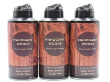 BATH  BODY WORKS MAHOGANY WOODS MEN'S BODY SPRAY 3.7 OZ LOT OF 3 PCS 