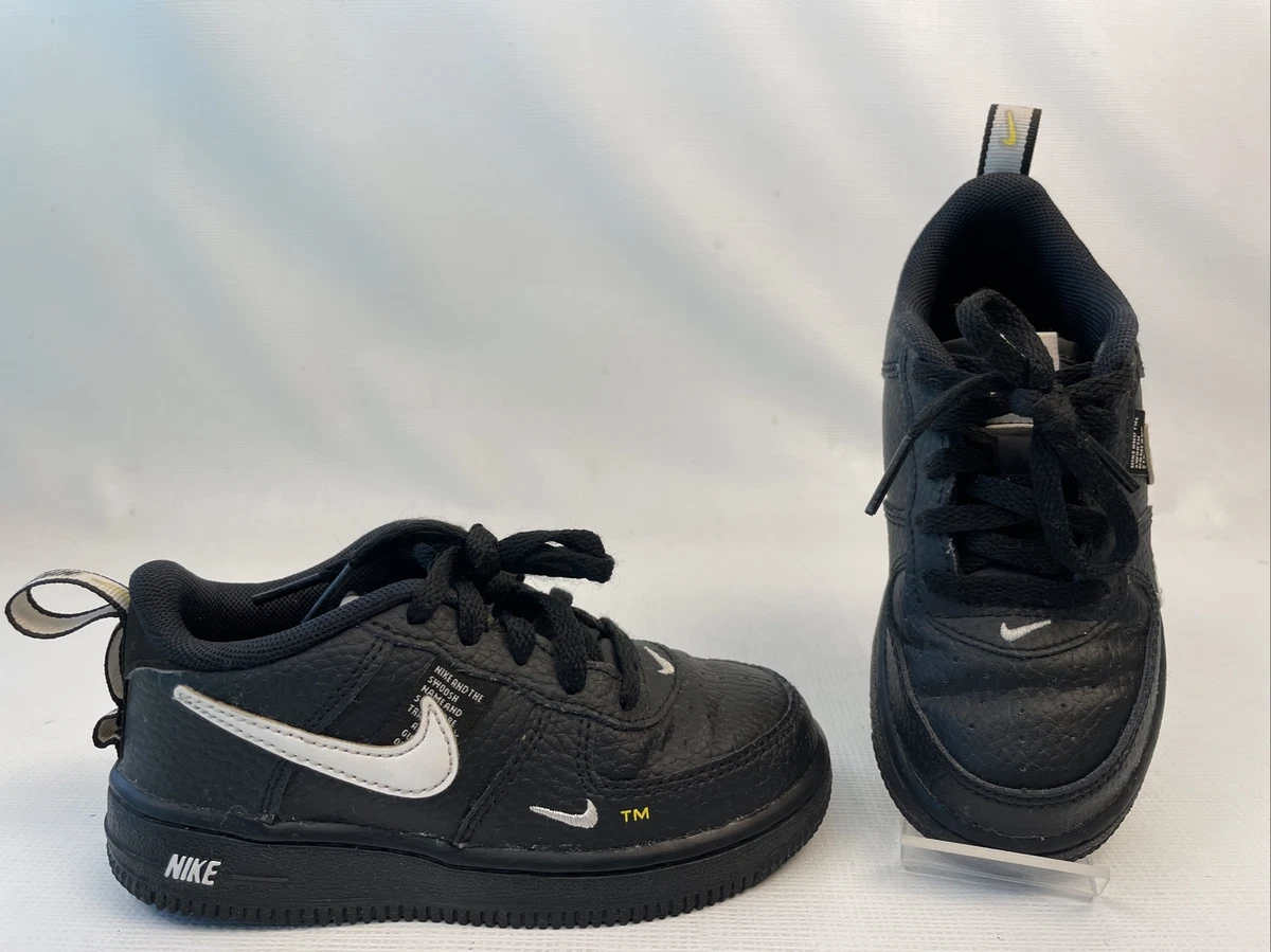 NIKE Air Force One LV8 Utility AV4273-001 Black Leather Shoes SZ