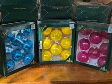 Vintage SET OF 8 KREBS GLASS CHRISTMAS ORNAMENTS - Choice of Pink, Blue