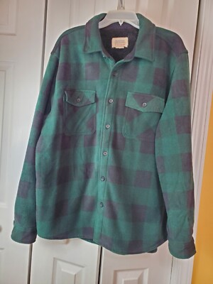 Boston Traders Men's Plaid Flannel XXL Sherpa Lined Jacket Green Blue  Fleece 