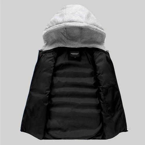 Veste chaude sans manches homme femme veste à capuche coton manteau gilet veste - Photo 3/17