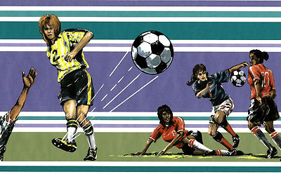 Soccer Ball Player Field Vintage Girls Kids Sport Stripes Wallpaper Wall  Border
