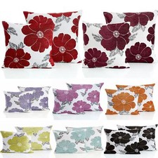 Modern Poppy Chenille Floral Damask Jacquard Pattern Zipped Cushion Covers
