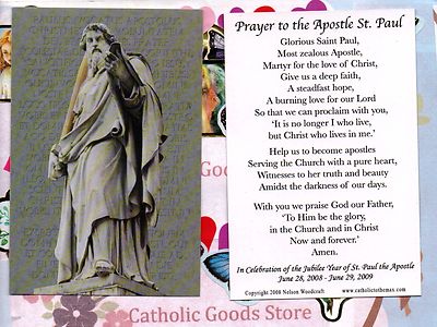 St. Paul with Prayer to the Apostle Saint Paul - Paperstock Holy Card ...