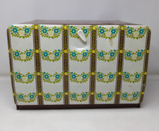 Vintage Tin Metal Ballonoff Latching Bread Box Floral Flower Pattern USA Made