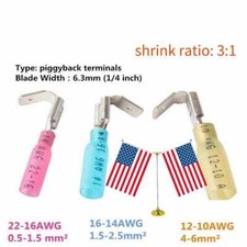 22-10AWG 50/150pcs 3 Way Wire Connectors Heat Shrink Piggyback Spade Terminals