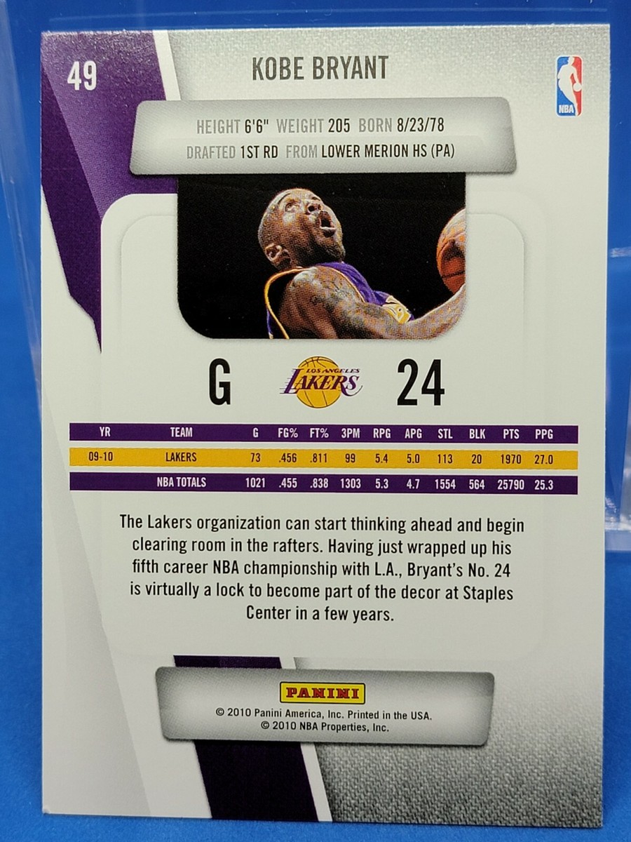 2010-11 Panini Prestige Kobe Bryant Lakers LA Goat HOF Card #49