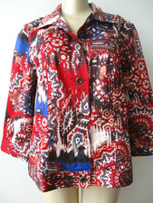 Floral Blazer Chicos Multicolor 3/4 Sleeve Button Up Size 2 Hip Length NEW