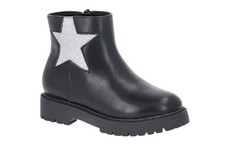 Wonder Nation Girls Black with Glitter Star Chelsea Boots Size 2 New