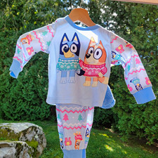 NWT Bluey Flame Resistant 3-Piece Long Sleeve Pajama Set 2T Bluey Bingo Blue