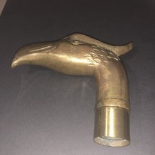 Antique Heavy Brass Eagle Head For Cane Walking Stick Threaded Vintage
